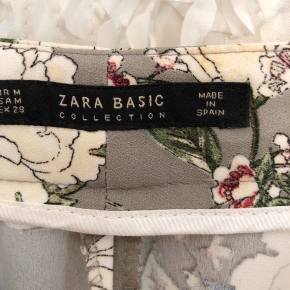 Zara Basic Gray Floral Print Pants - Picture 8 of 8